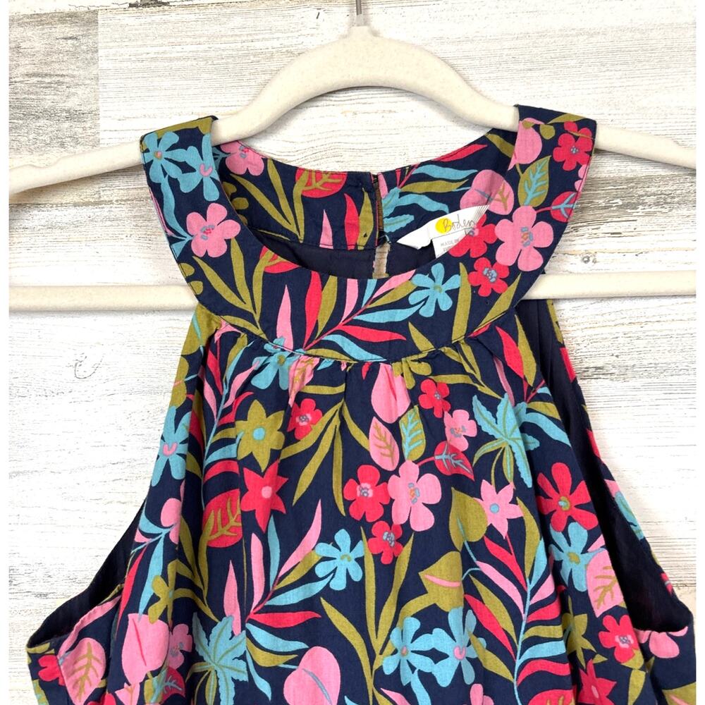 Boden Womens 6 Petite Navy Multi Floral Heidi Halterneck Cotton Midi Dress NEW - Picture 5 of 10